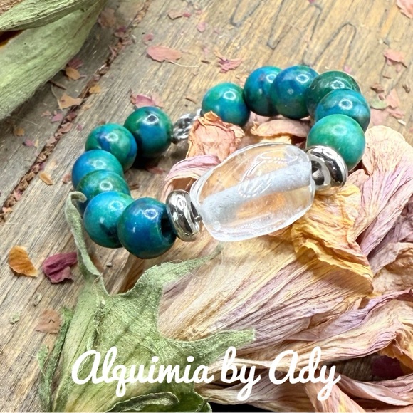 Elegant Blue turquoise beaded gemstones ring - Picture 2 of 4